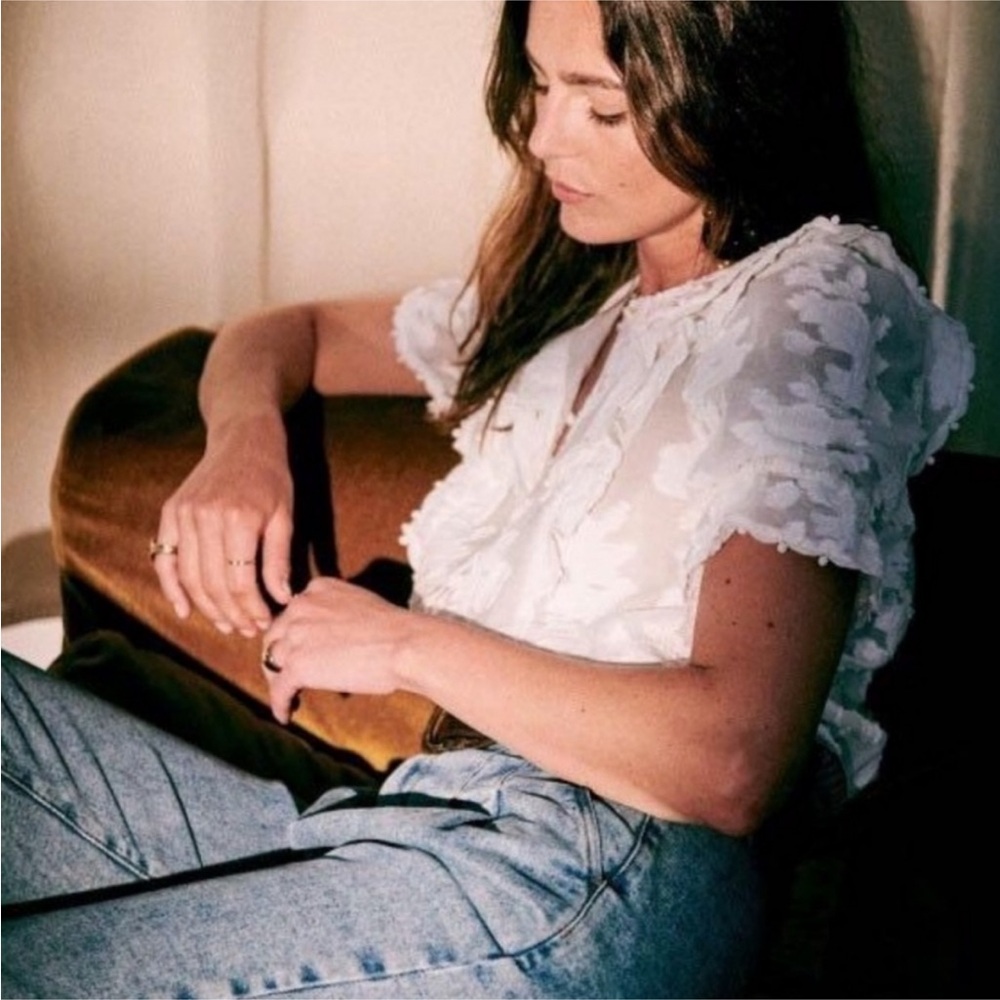 Sezane Paolina Blouse White Lace Floral - Picture 2 of 10